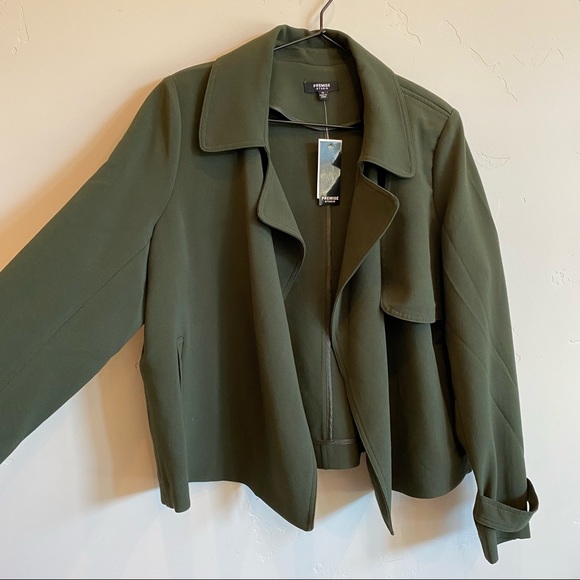 PREMISE STUDIO Camo Green Open Front Cropped Fashion Jacket - Picture 2 of 9